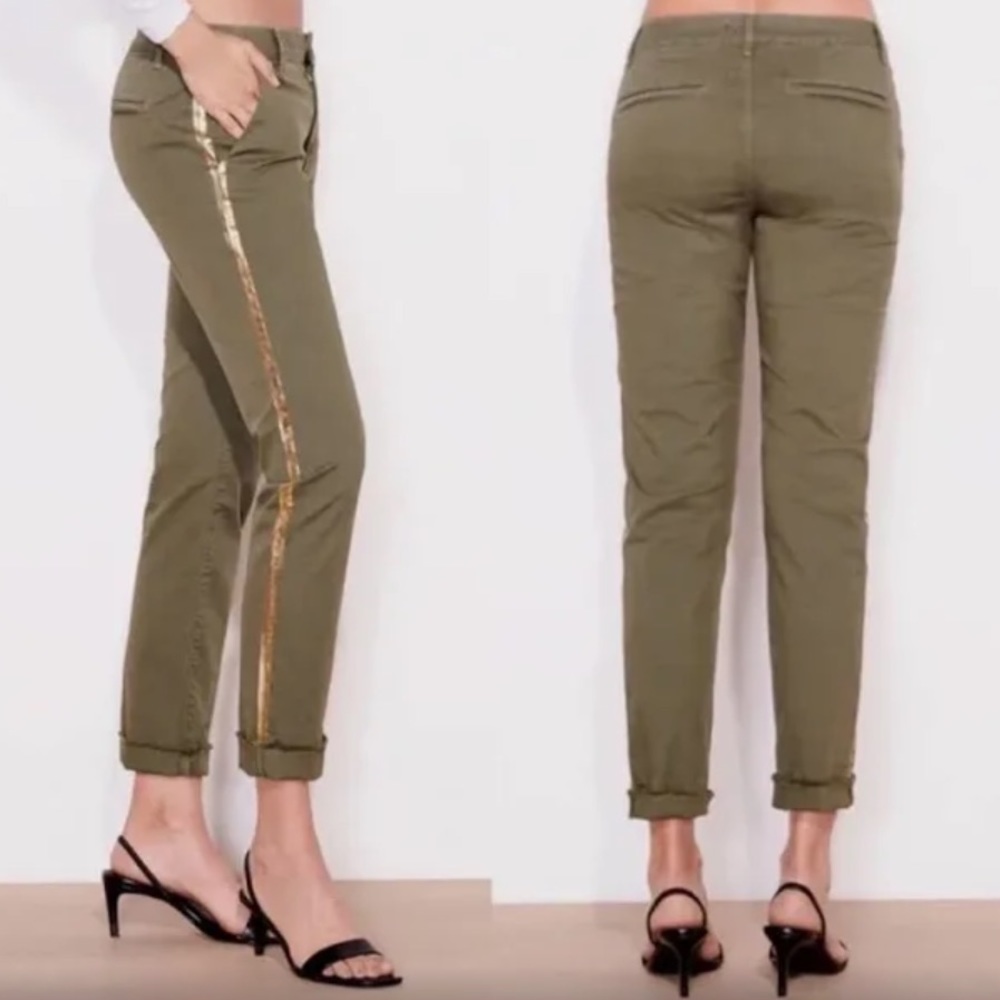 Sundry Gold Stripe Green Trousers